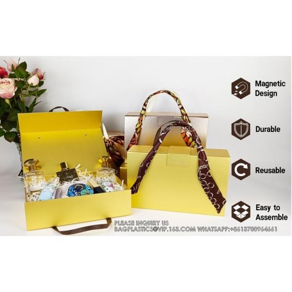 Premium Assorted Gift Boxes For Presents - White Gift Boxes With Lids And Elastic Loops- 4-Inch Deep Robe Boxes