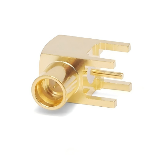 6GHz RF SMP Female Connector with Gold-plated Brass and Right Angle Crimping Type