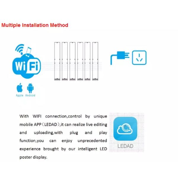 Smart Indoor Digital LED Mirror Display HD Advertising Poster Vertical Screen P2.5