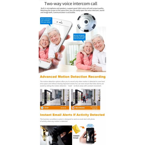 Night Vision 3D VR 360° Panoramic Video Surveillance Camera