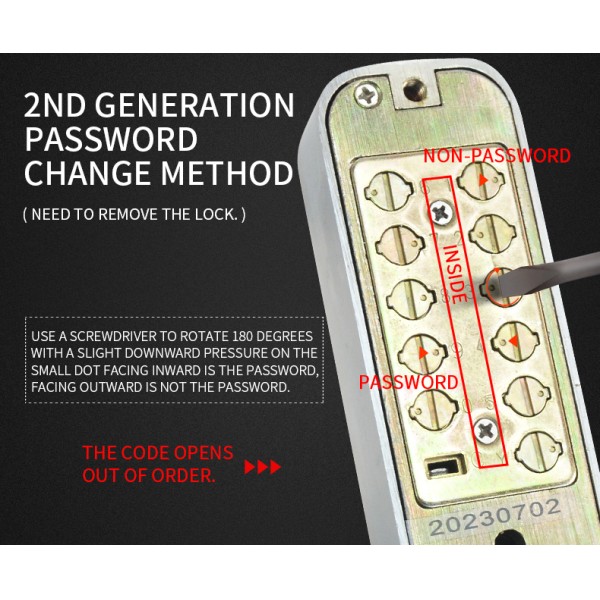 Zinc Alloy Mechanical Password Door Lock Keyless Waterproof Button Digital Password Entrance Door Household With Key
