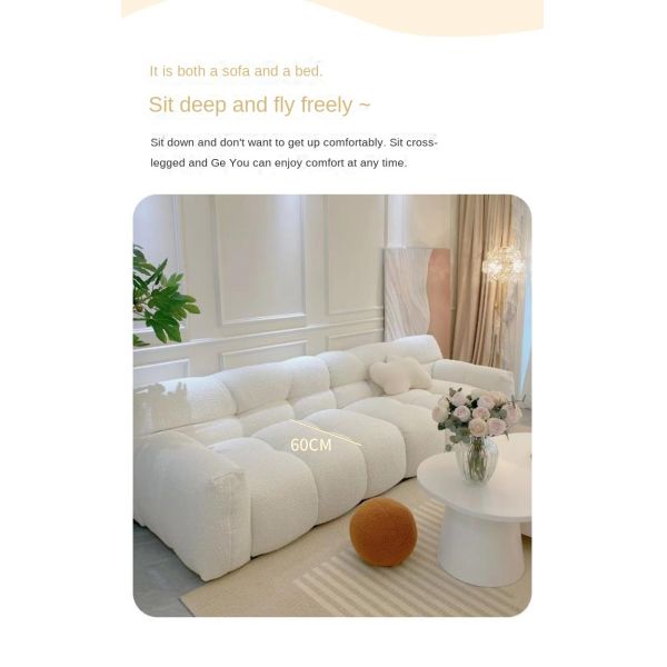 Custom Modern Villa Living Room Sofa Bed Sponge Corner Sofa Modular Sectional Lamb Fleece Cloud Couch Home Apartment