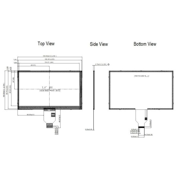 7.0 Inch IPS LCD Screen 1024 * 600 Full Viewing Angle For Industrial Applications