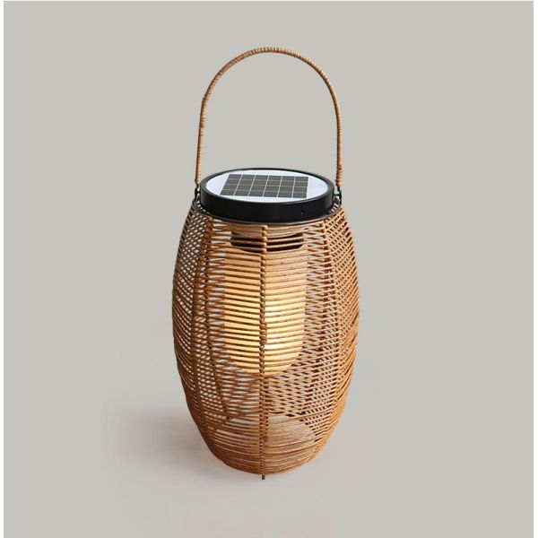 IP65 Rattan Woven Solar Lights , 3500K Rattan Solar Powered Garden Lantern