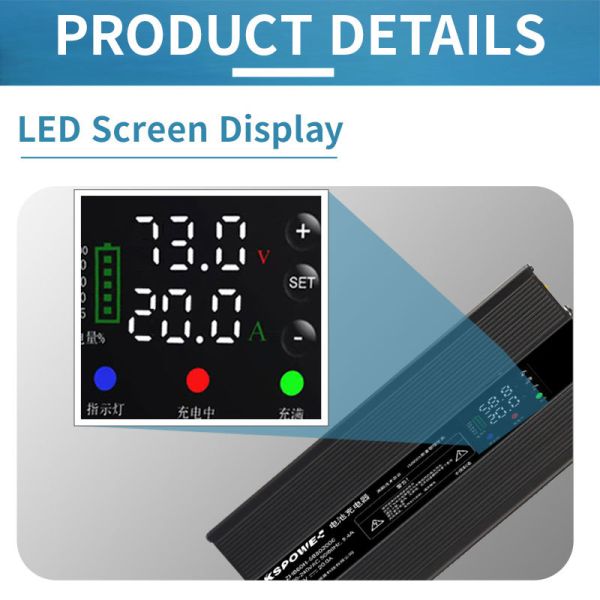 CC CV Mode Adjustable Voltage and Current 48V 8A Battery Charger with Digital Screen for LiFePo4 Batteries