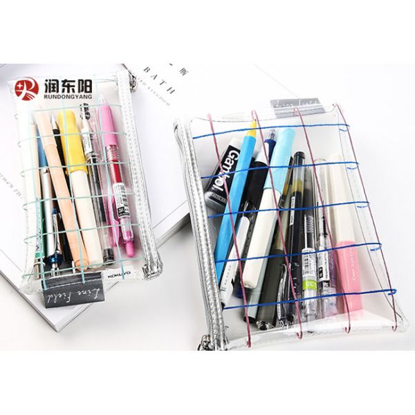 Zipper Clear Pvc Hook Bag Various Colors Customized Thickness For Pen / Coin