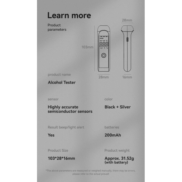 Non Contact Breathalyzer Mr black1000 Compact Home Breathalyzer Tester