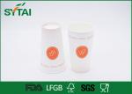 10 / 16 Oz Orange Printing insulated paper coffee cups Simple Design Impermeabil