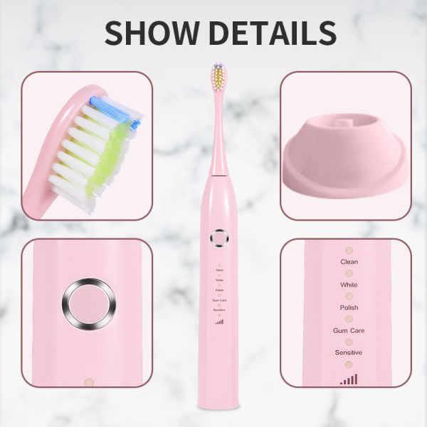 Rechargeable Sonic Electric Toothbrush 1200mAh With 15 Modes