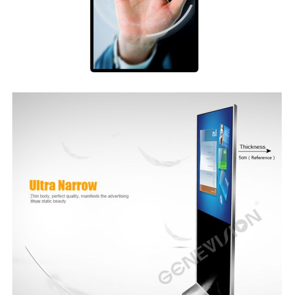 Free Standing Digital Lcd Advertising Screen Capacitive Touch 10 Dots 500 Brightness 43 Inch