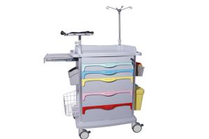 China Luxury Patent Medical Trolley ABS Plastic Cart Hospital Emergency Functional Trolley  (ALS-ET001) on sale