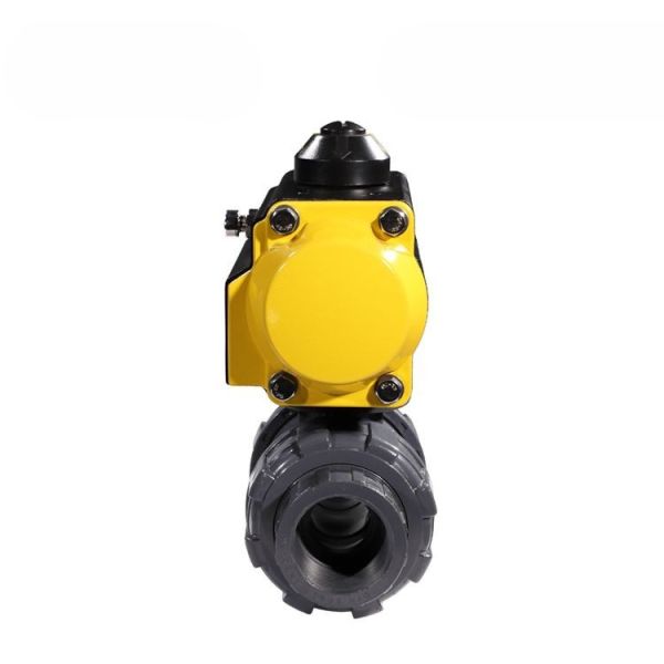 UPVC Pneumatic Ball Valve Threaded Corrosion Resistant Pneumatic Actuated Plastic Ball Valve for Chemical Waste Water Treatment