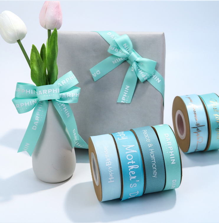 Flower Shop Gift Packing Wrapping Twill Ribbon Printing With Logo