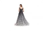 Luxury Black Lace Tulle Embroidery Arabic Evening Dresses Sweep Train Style