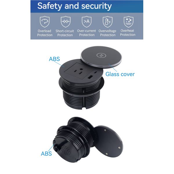 Table Power Usb Charging Grommet 80mm For Workspace Dustproof