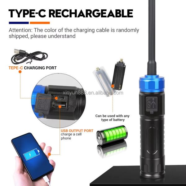 Cross-border Magnetic Working Lamp, Multi-angle Bend, Car Inspection Lamp, USB Charging, White Laser Zoom Flashlight