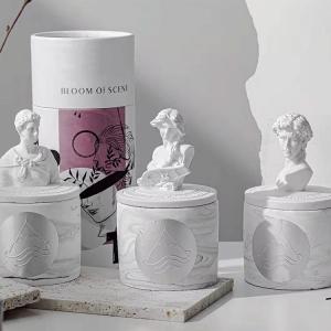 Wholesale AROMA Custom Decorative Candles Fragrance Greek Sculpture David Statue Vessels Candles Scented Ceramic Candle Jar With L from china suppliers