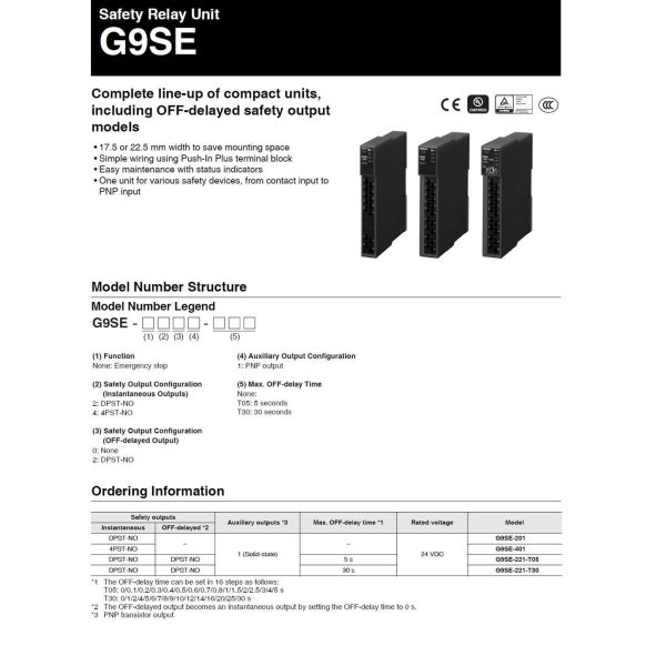 Omron PLC G9se Series Safety Relay Module G9se-401