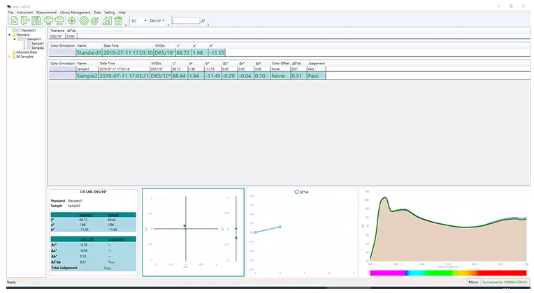 YS4560 45/0 Spectrophotometer 4mm 8mm Double Aperture Chroma Meter for Textile Color Checking