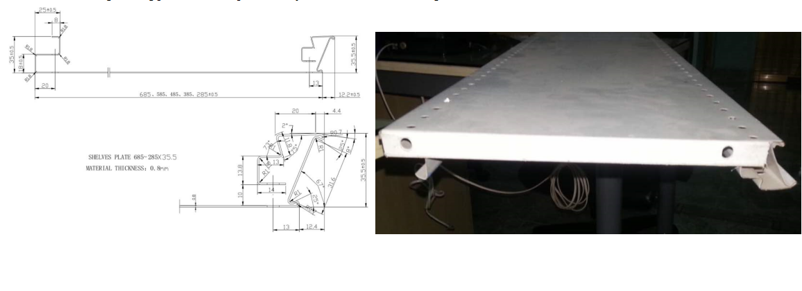 Drawing profile of shelf panel 