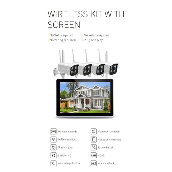 Mobile Phone Remote Control Smart Motion Detection Wireless Kit With Screen Two Way Voice Cctv Security Camera