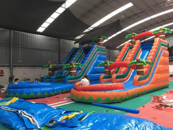 Quality Colorful Coconut Tree Wet And Dry Inflatable Slide For Advertising for sale