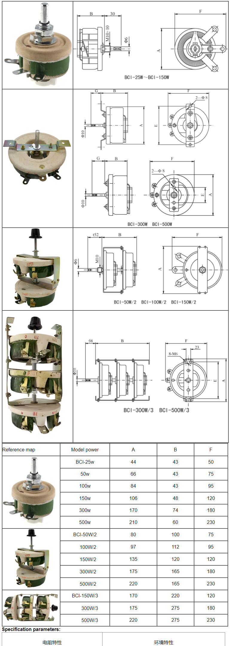 BC1 Ceramic Disc Rheostat 100W Adjustable Resistor 1Ω-10KΩ