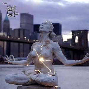 Wholesale BLVE Sitting Yoga Bronze Statue Metal Expansion Sculpture Naked Woman LED Luminous Famous Artist Modern Art Design from china suppliers