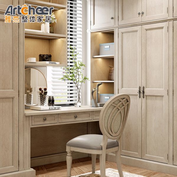 Adjustable Wooden I-Shaped Corner Wardrobe in White Finish for Saudi Bedroom Furniture