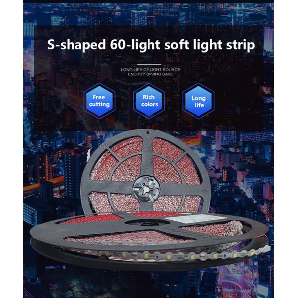 S-Shape 5m Ip20 Single Color Pcb Smd2835 Led Strip Light For Retail Store Lighting