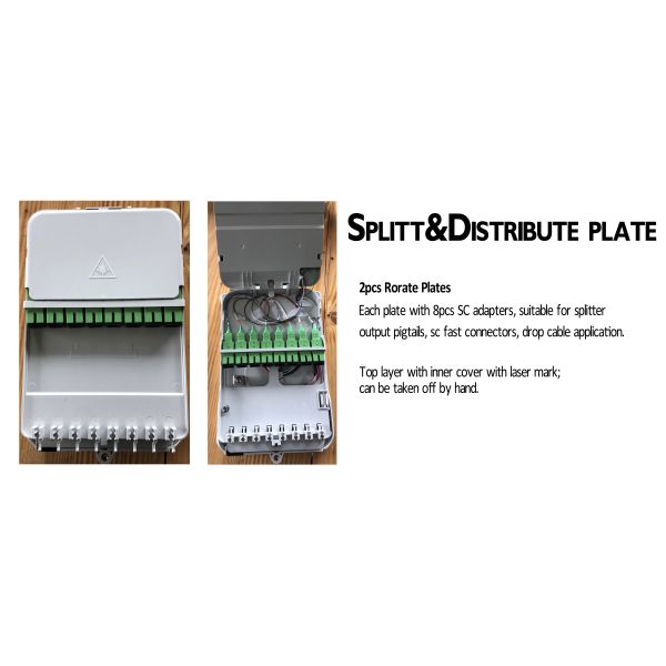 Plastic 16 Port Mid Span Fiber Optic Cable Termination Box IP55 FTTH Indoor Wall Mount