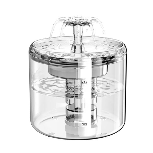 2.6L Fully Transparent Eco-Friendly Silent Charge Rounded Water Dispenser Stylish Plastic Automatic Pet Cat Dog Bowls Feeders