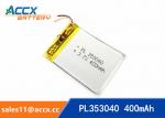 353040pl rechargeable 353040 3.7v 400mah lithium polymer battery for MP3 player,