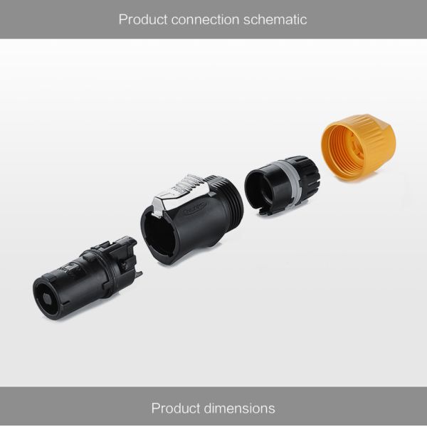 CNLINKO YF-24-C03PE-01-001 Power Quick Plug Socket Ip68 Waterproof Connector Male and Female 20A 3 Pin XLR Powercon Connector