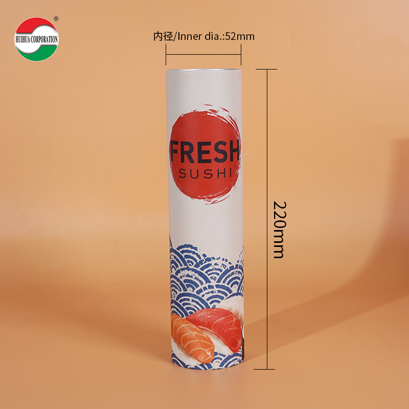 Custom Eco-Friendly Food Grade Craft Paper Sushi Push Pop Roll Packaging Cylinder Take-away Sushi Roll Tubes Hot Stamping Logo