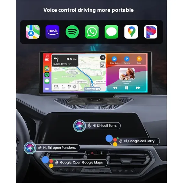 10.26 Inch Wireless Carplay Radio Portable Car Navigation Screen For Apple Android