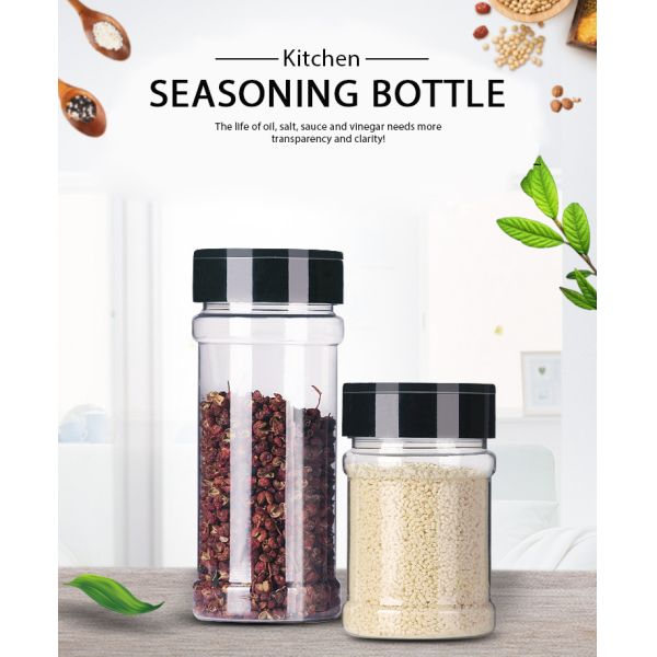 Round Plastic Spice Container 7Oz, Kitchen Pet Empty Plastic Spice Jars, Plastic Seasoning Bottle With Shaker Lids