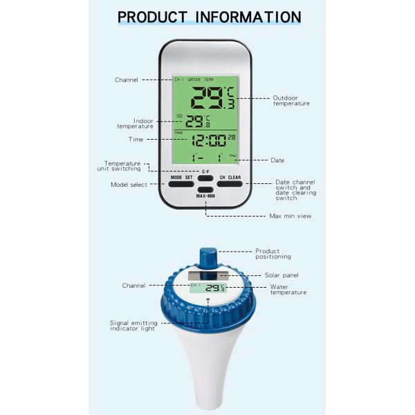 Smart Digital Instant Read Thermometer Swimming Pool Water Temperature Thermometer