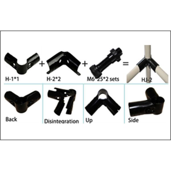 Black Elbow Pipe Jack Joint 28mm Diameter Metal Joint for Pipe Rack System