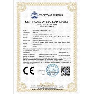 Guangzhou Hone Machinery Co., Ltd. Certifications