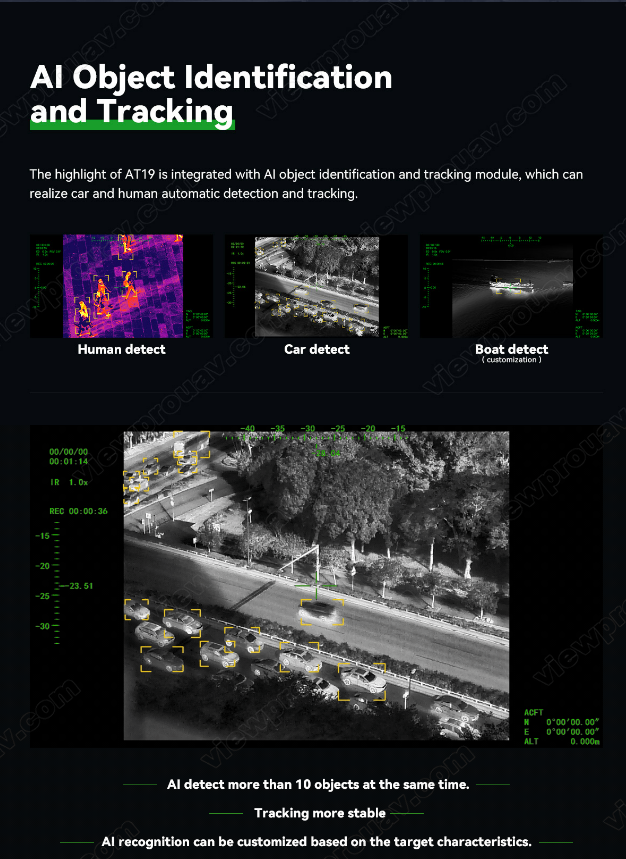Viewpro AT19 Lightweight mm 640*512 Thermal Camera 3axis AI Tracking Objects Mapping Surveying Search Aerial Photography UAV