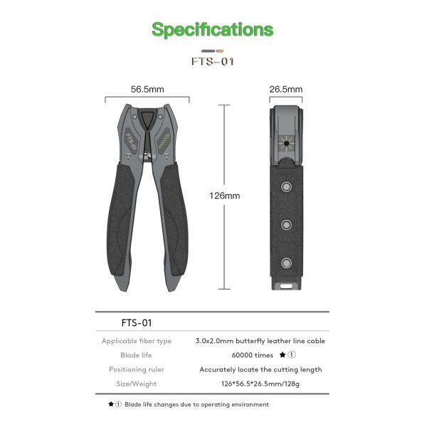 FONGKO FTS-01 Flat Drop Cable Stripper , Optical Fiber Wire Cutter Stripping Tool