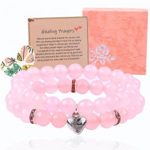 China 8mm Rose Quartz Gemstone Bead Bracelet Healing Energy Charm Jewelry on sale