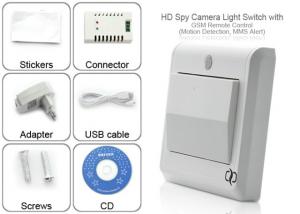 Wholesale HD Spy Camera Light Switch with GSM Remote Control (Motion Detection, GSM MMS Video Alarm) from china suppliers
