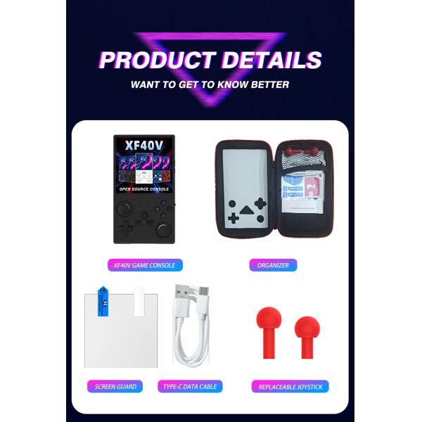 XF40V Retro Handheld Game Console Linux 4.0'' IPS Screen Supports WiFi