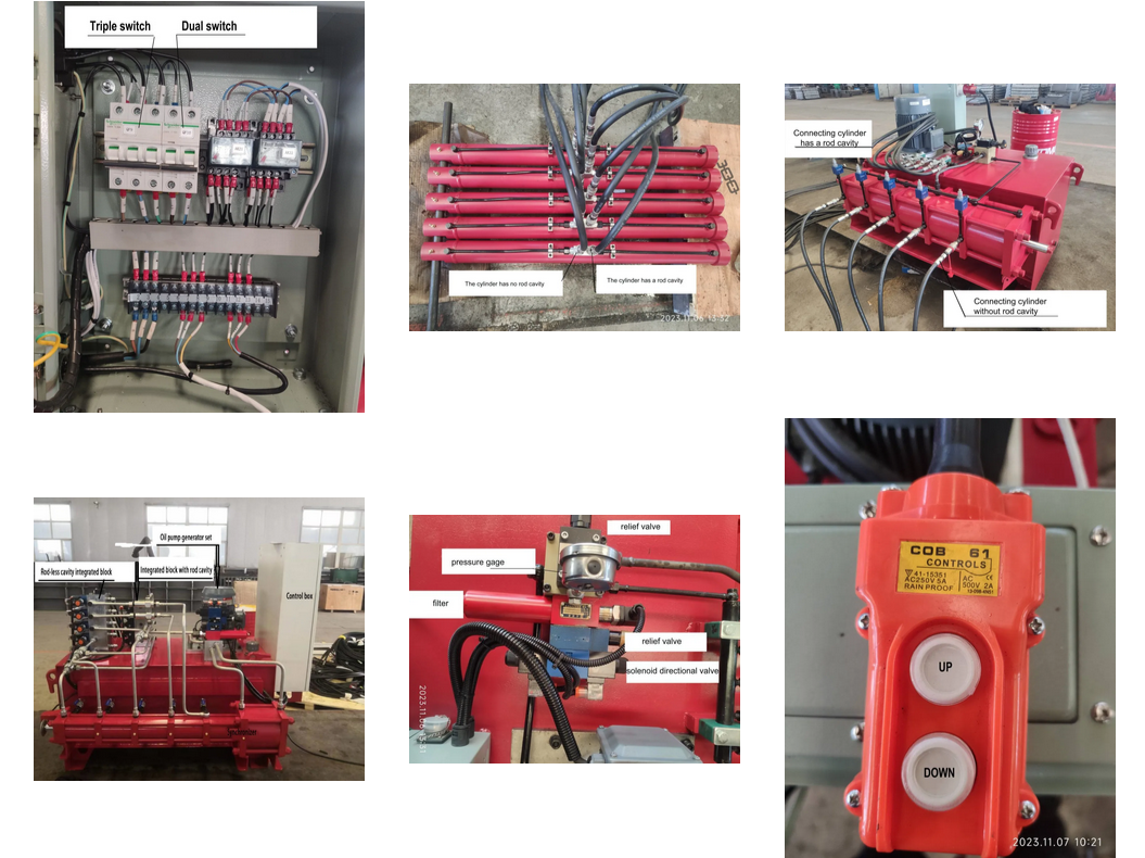 Three Stage Grain Bin Hydraulic Jacks Red Customized For Enamel Tank