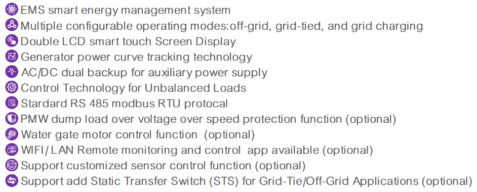 95% Maximum Efficiency On Grid Controller with 350 to 450 Vdc Battery Voltage Range and LCD SMART Touch Screen Display