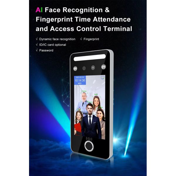 5 Inch Cloud WiFi Network Biometric Scanner Face Recognition Motion Detection ODM Logo Time Attendance System