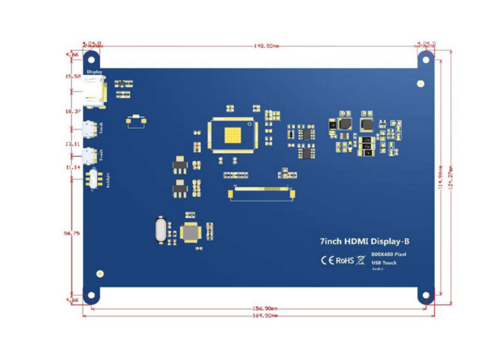 Raspberry Pi4 HDMI 7-inch TFT LCD display 800×480 pixels with capacitive touch screen