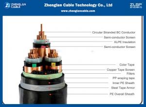 China 6 To 35kv MV Power Cable Copper Conductor Three Core XLPE Insulation Armored Electrical Cable on sale